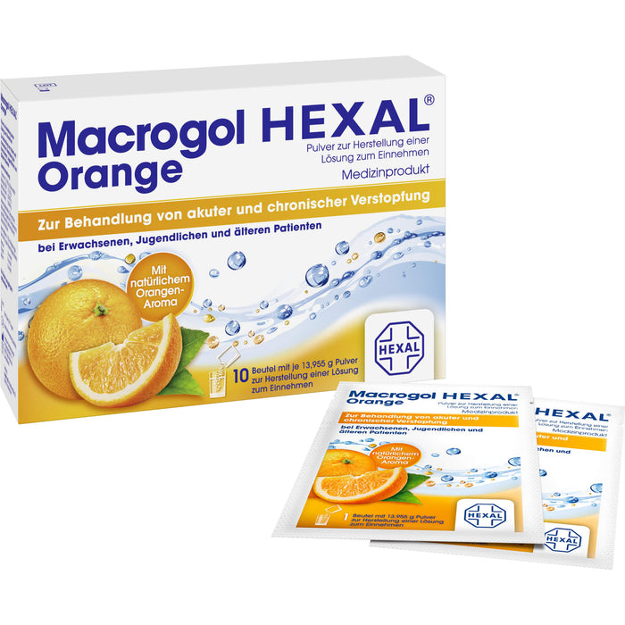 Macrogol HEXAL Orange, 10 pc Sachets