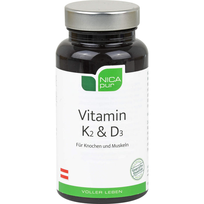 NICApur Vitamin K2 & D3 Kapseln für Knochen und Muskeln, 60 pcs. Capsules