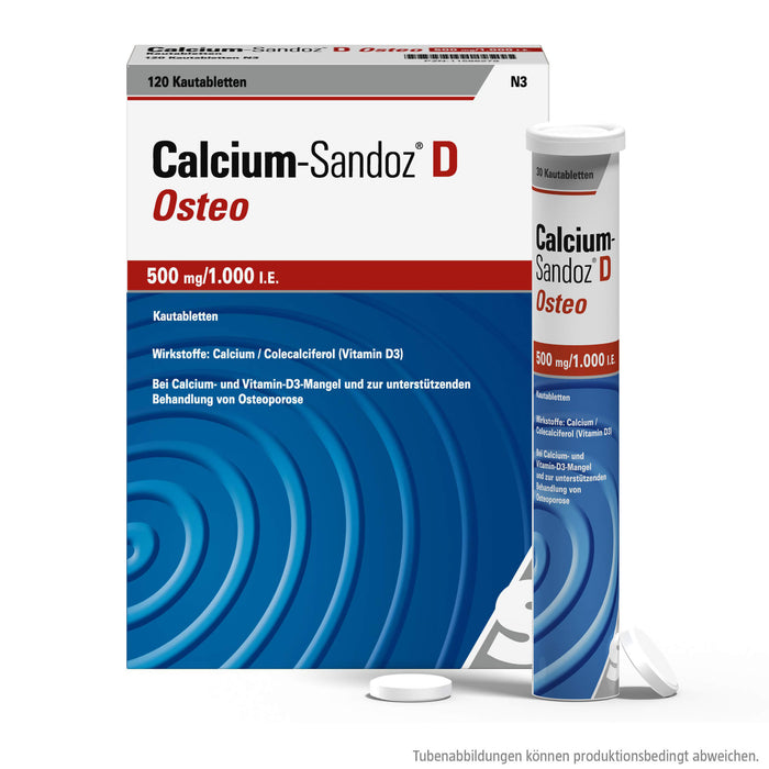 Calcium-Sandoz D Osteo 500 mg/1.000 I.E. Kautabletten, 120 St. Tabletten