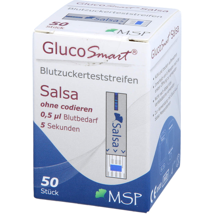 GlucoSmart Salsa Blutzuckerteststreifen Dose, 50 pc Bandelettes réactives