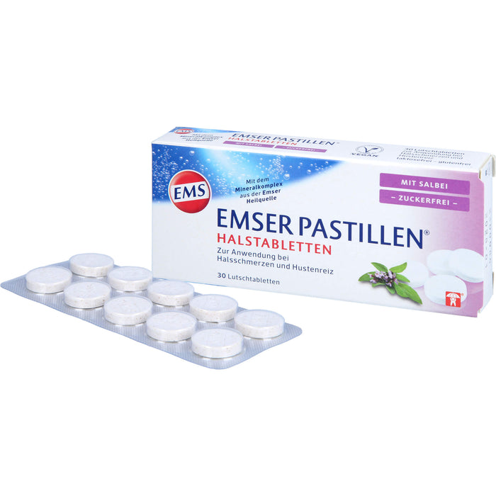 EMSER Pastillen Halstabletten mit Salbei zuckerfrei, 30 St. Tabletten