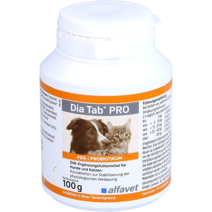 Dia Tab Pro Kautabletten für Hunde und Katzen, 100 g Tablets