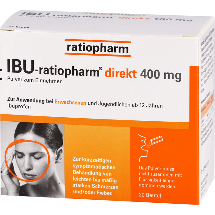 IBU-ratiopharm direkt 400 mg Pulver bei Schmerzen und Fieber, 20 pcs. Sachets