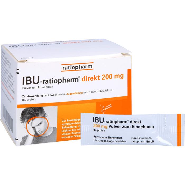 IBU-ratiopharm direkt 200 mg Pulver zum Einnehmen, 20 pcs. Sachets