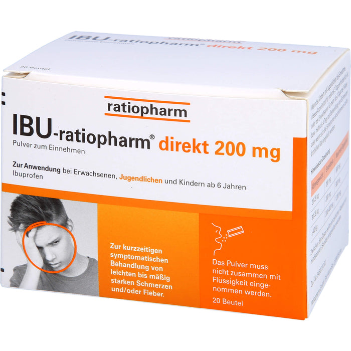 IBU-ratiopharm direkt 200 mg Pulver zum Einnehmen, 20 pcs. Sachets