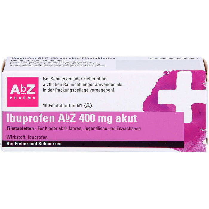 Ibuprofen AbZ 400 mg akut Filmtabletten, 10 pc Tablettes