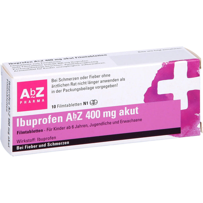 Ibuprofen AbZ 400 mg akut Filmtabletten, 10 pc Tablettes