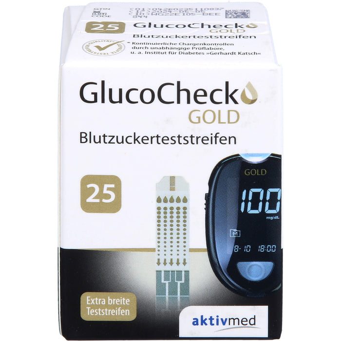 GlucoCheck GOLD Blutzuckerteststreifen, 25 St. Teststreifen