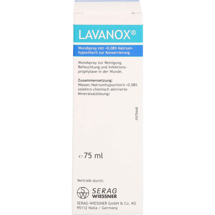 LAVANOX Wundspray zur Reinigung, Befeuchtung und Infektionsprophylaxe in der Wunde, 75 ml Solution
