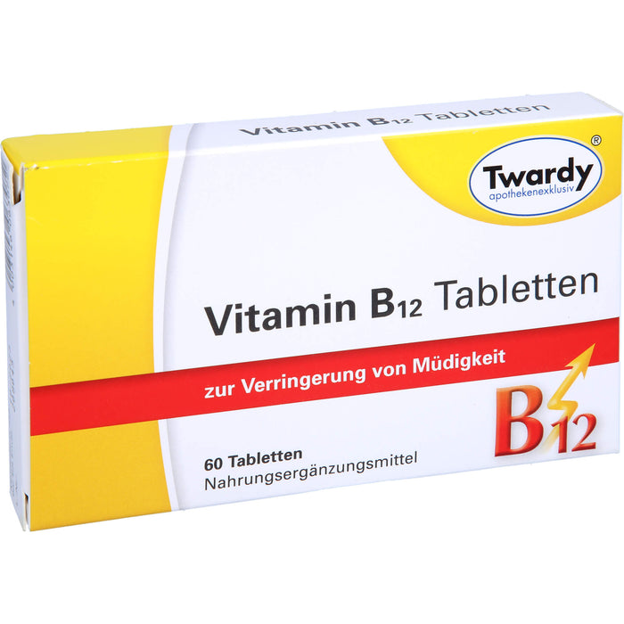 Twardy Vitamin B12 Tabletten zur Verringerung von Müdigkeit, 60 St. Tabletten