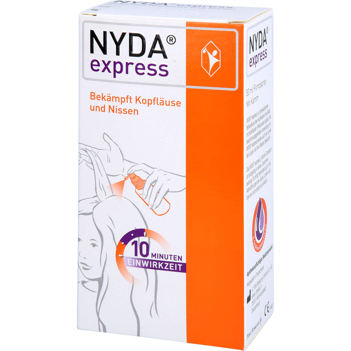 NYDA express Pumpspray bekämpft Kopfläuse und Nissen, 50 ml Lösung