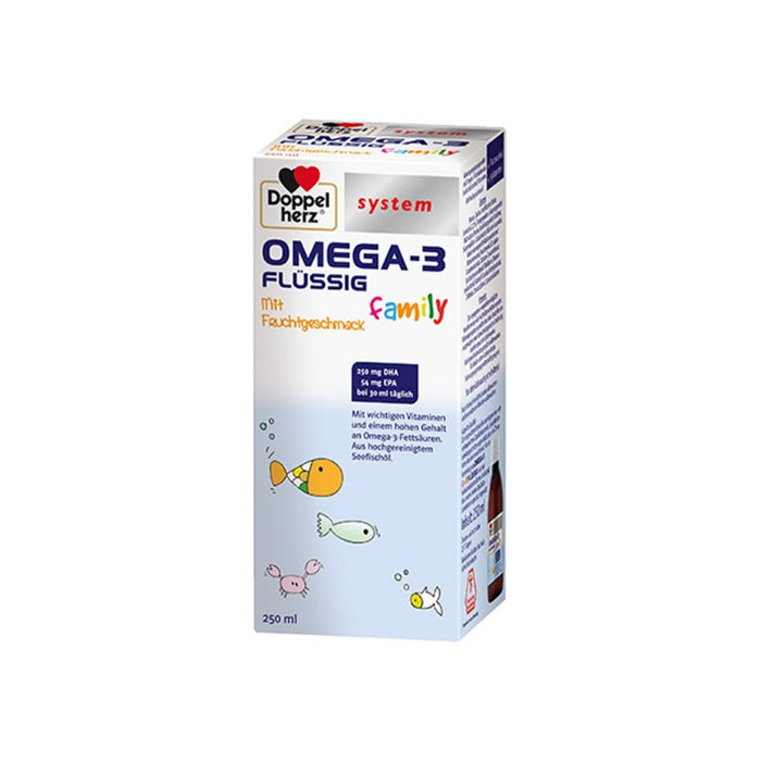 Doppelherz system OMEGA-3 flüssig family mit Fruchtgeschmack, 250 ml Solution