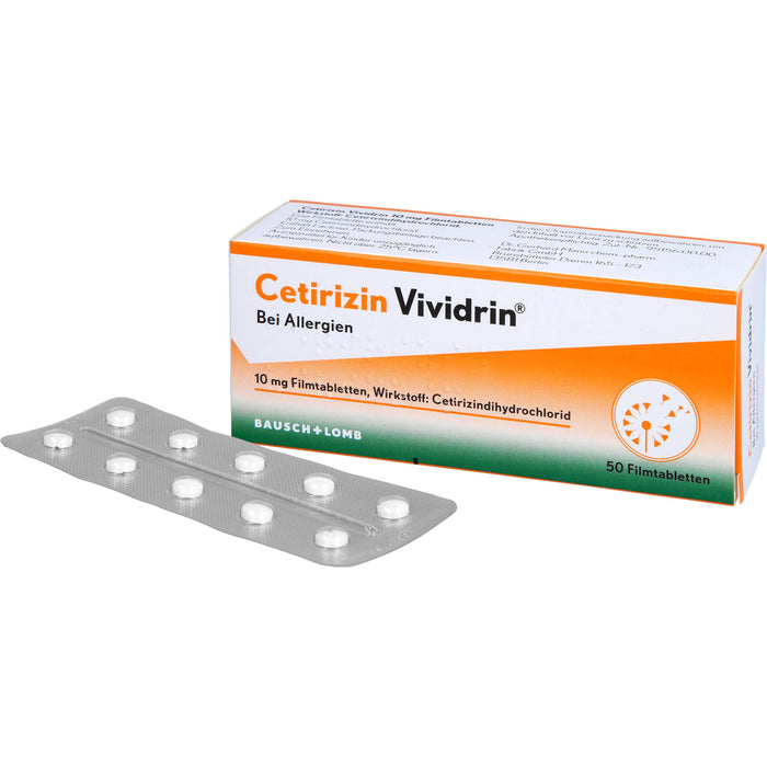 Cetirizin Vividrin 10 mg Filmtabletten bei Allergien, 50 pcs. Tablets