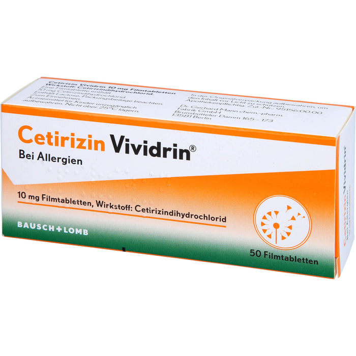 Cetirizin Vividrin 10 mg Filmtabletten bei Allergien, 50 pcs. Tablets