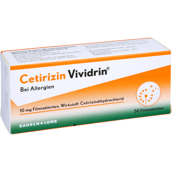 Cetirizin Vividrin 10 mg Filmtabletten bei Allergien, 50 pcs. Tablets