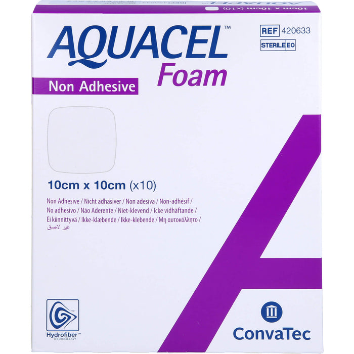 AQUACEL Foam nicht Adhäsiv 10x10 cm Verband, 10 St VER