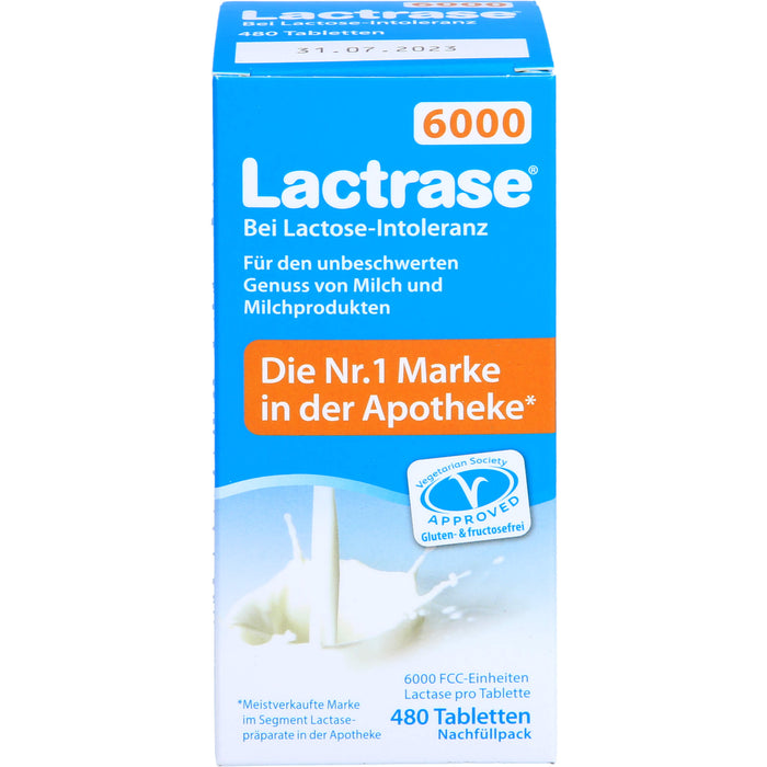 Lactrase 6000 bei Lactose-Intoleranz Tabletten Nachfüllpack, 480 pcs. Tablets