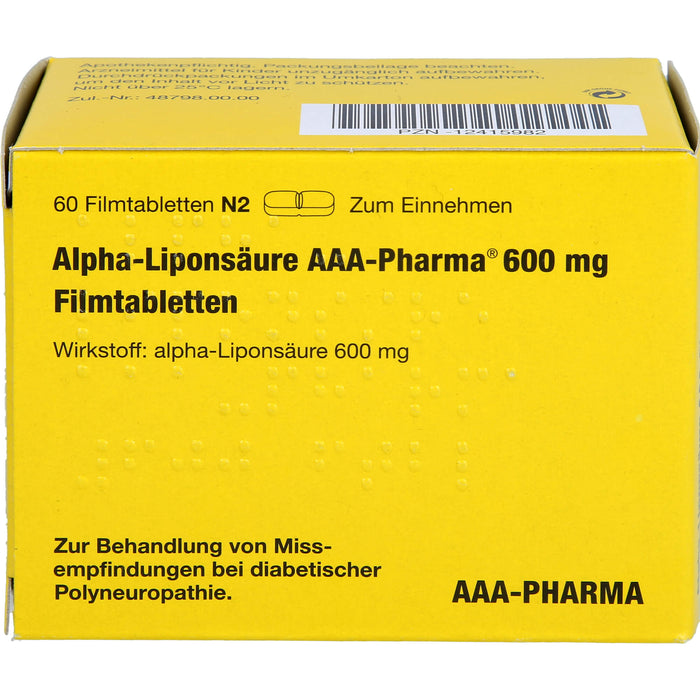 Alpha-Liponsäure AAA-Pharma 600 mg Filmtabletten, 60 pc Tablettes