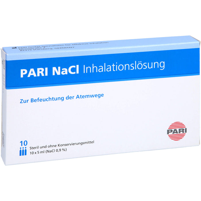 PARI NaCl Inhalationslösung zur Befeuchtung der Atemwege, 10 St. Ampullen