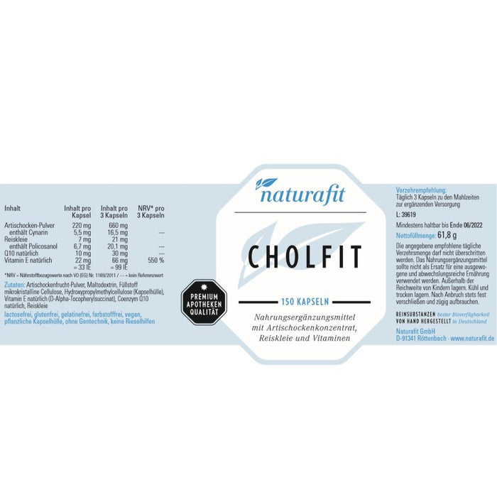 naturafit Cholfit Kapseln, 150 pc Capsules