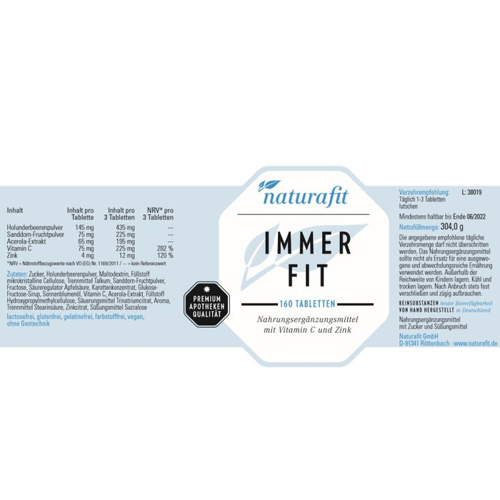 naturafit Immerfit Tabletten, 160 pcs. Tablets