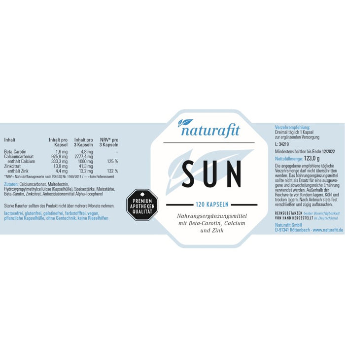 naturafit Sun Kapseln, 120 pc Capsules