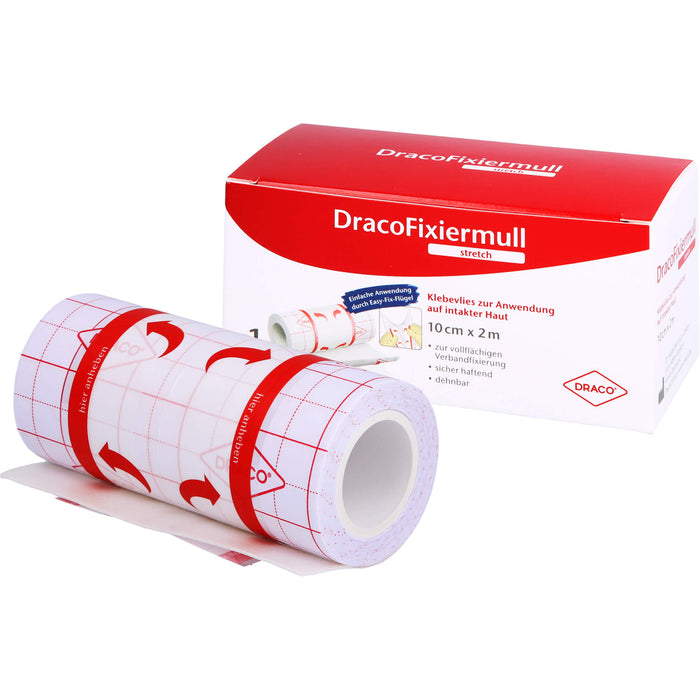 DracoFixiermull stretch hypoallergenes Klebevlies 10 cm x 2 m, 1 St. Pflaster