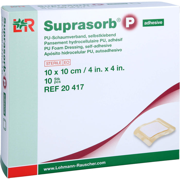 Suprasorb P PU-Schaumv.10x10 cm selbstklebend, 10 St VER