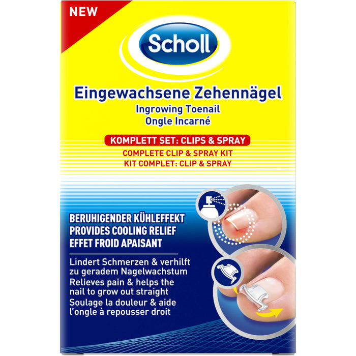 Scholl Eingewachsene Zehennägel Komplett Set Clips & Spray, 1 pc Ensemble