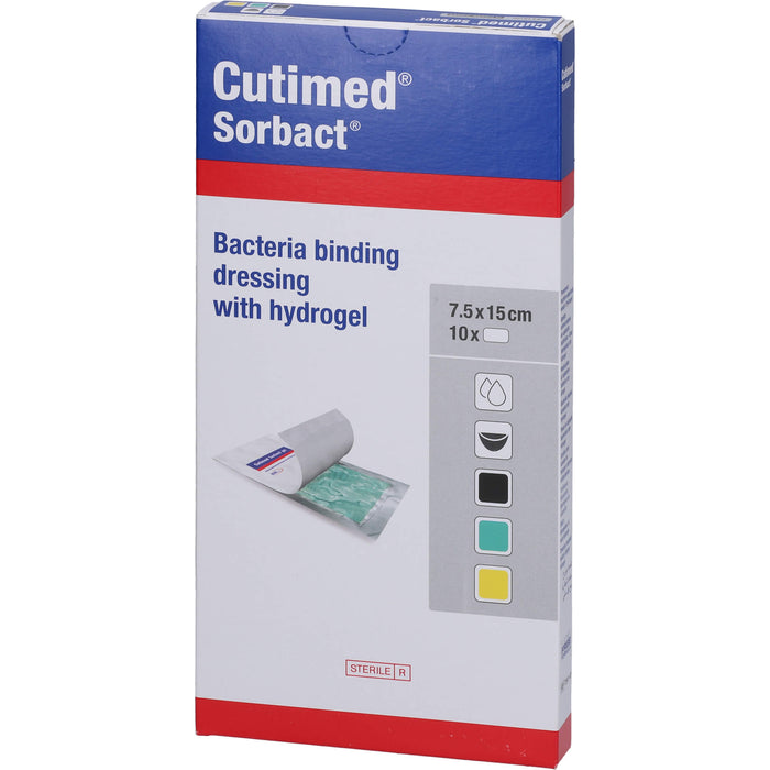 Cutimed Sorbact Gel bakterienbindende Kompresse mit Hydrogel 7,5 cm x 15 cm, 10 pc Compresses