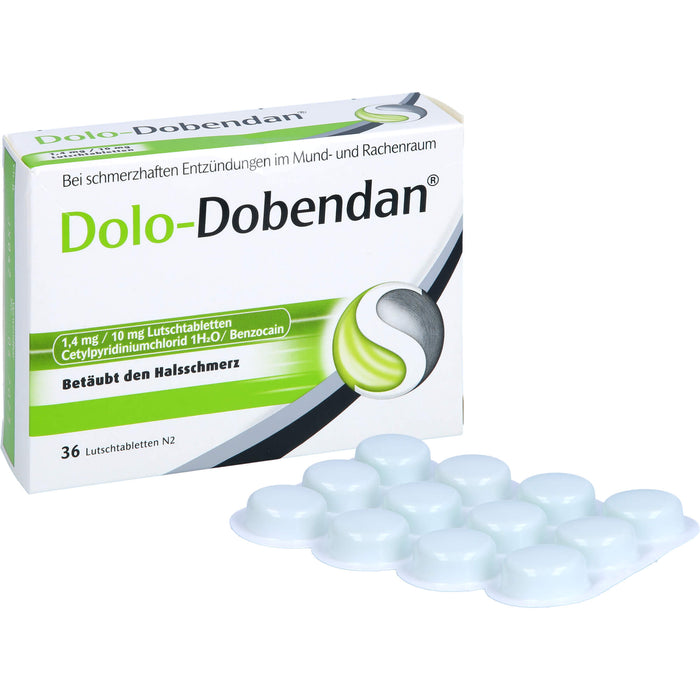 DOLO-DOBENDAN Lutschtabletten bei starken Halsschmerzen mit betäubender Wirkung, 36 pc Tablettes