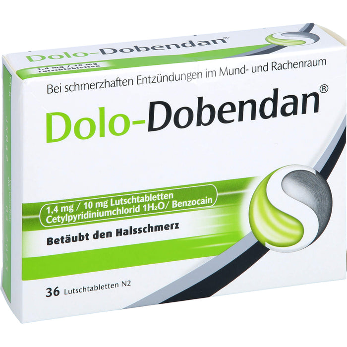 DOLO-DOBENDAN Lutschtabletten bei starken Halsschmerzen mit betäubender Wirkung, 36 pc Tablettes