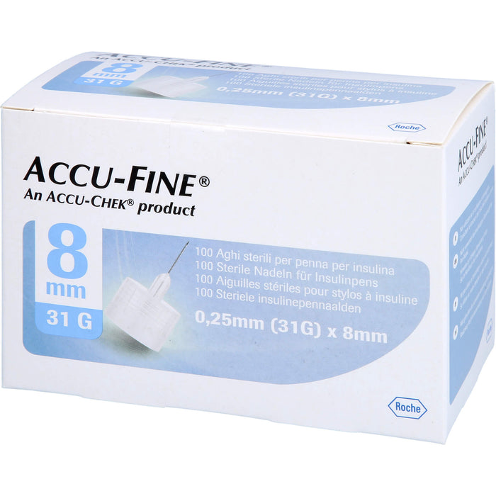 ACCU-FINE Sterile Nadeln für Insulinpens 8 mm, 100 St KAN