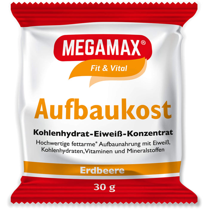 MEGAMAX Fit & Vital Aufbaukost Kohlenhydrat-Eiweiß-Konzentrat Erdbeer-Geschmack, 30 g Poudre