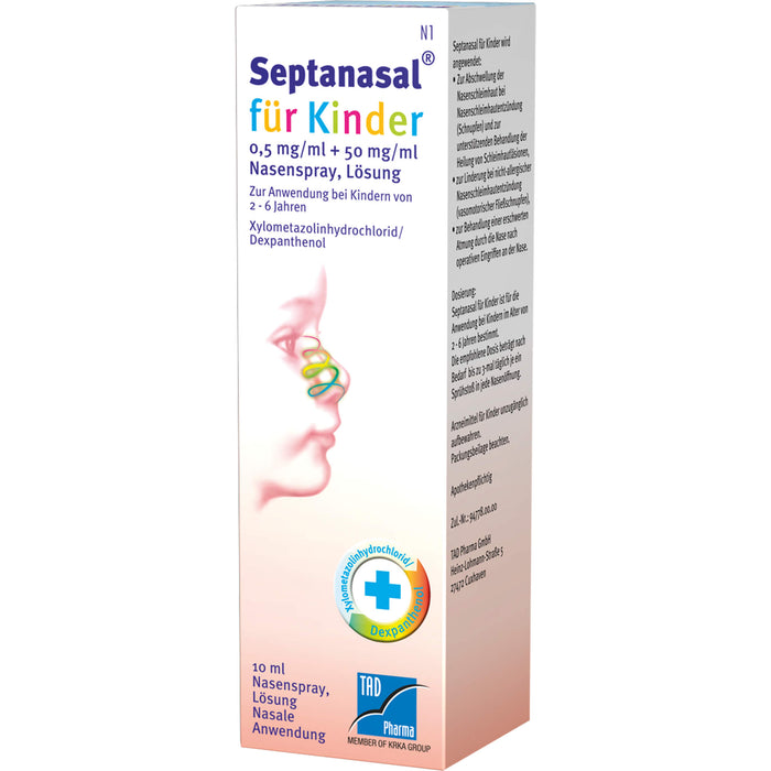 Septanasal für Kinder 0,5 mg/ml + 50 mg/ml Nasenspray, Lösung, 10 ml Solution