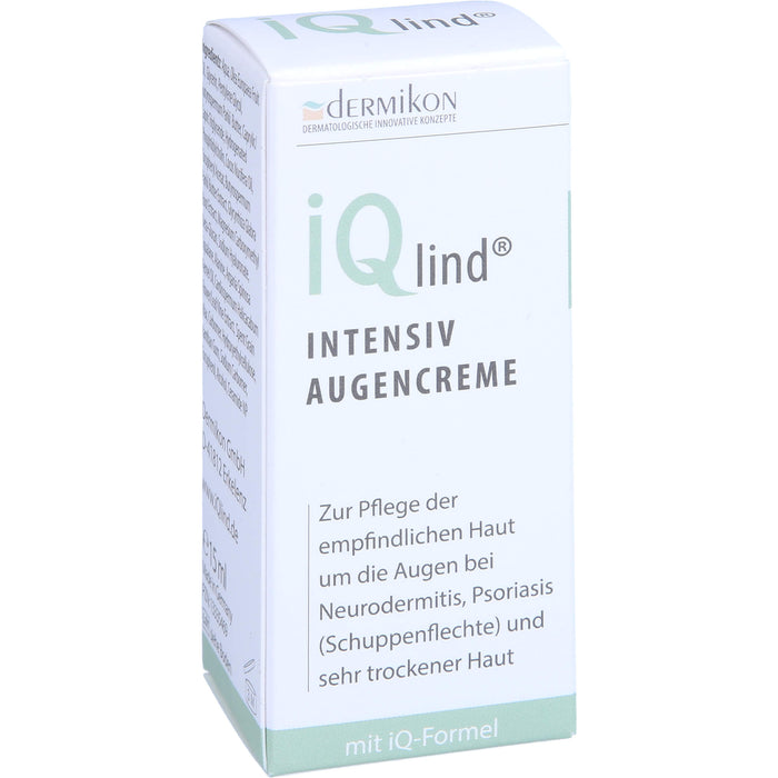 iQlind Intensiv Augencreme mit Hyaluronsäure zur Pflege der Haut der Augenregion, 15 ml Creme