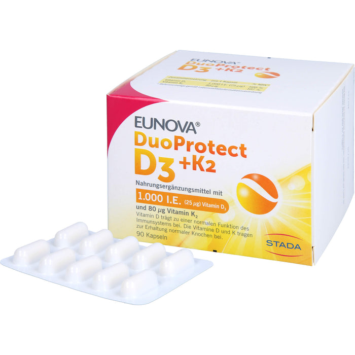 EUNOVA DuoProtect D3+K2 1000 I.E. / 80 µg Kapseln, 90 pcs. Capsules