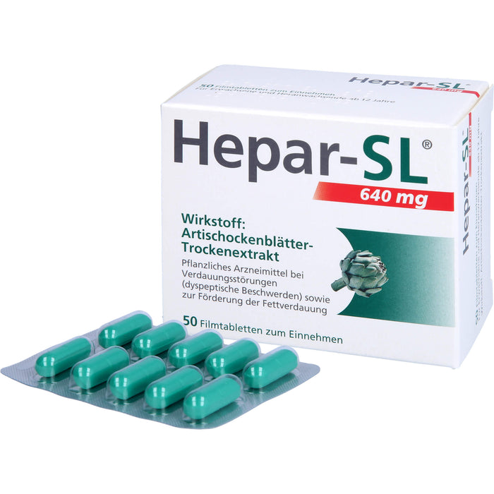 Hepar-SL 640 mg Filmtabletten bei Verdauungsstörungen, 50 St. Tabletten