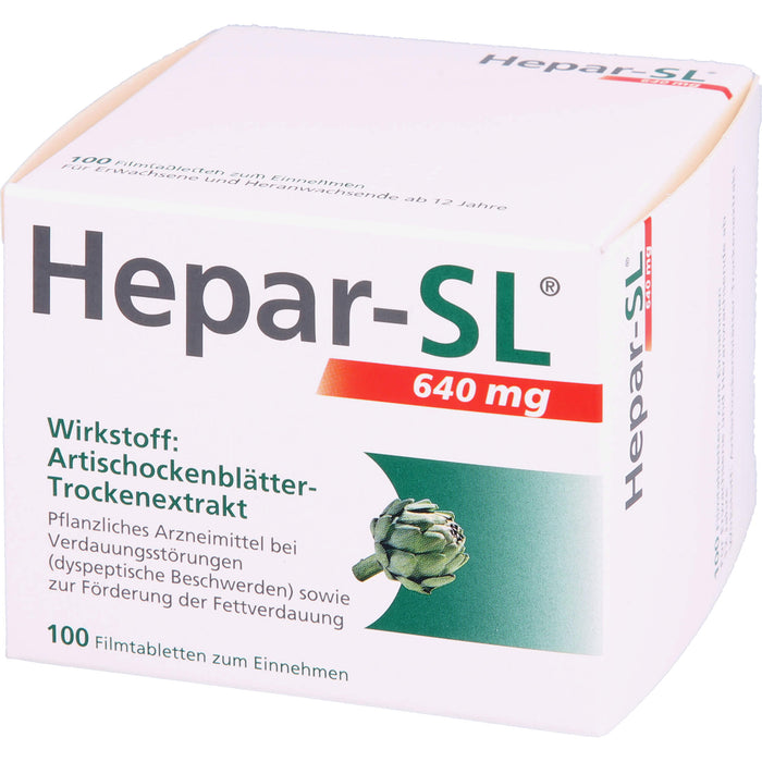 Hepar-SL 640 mg Artischockenblätter-Trockenextrakt Filmtabletten, 100 pc Tablettes