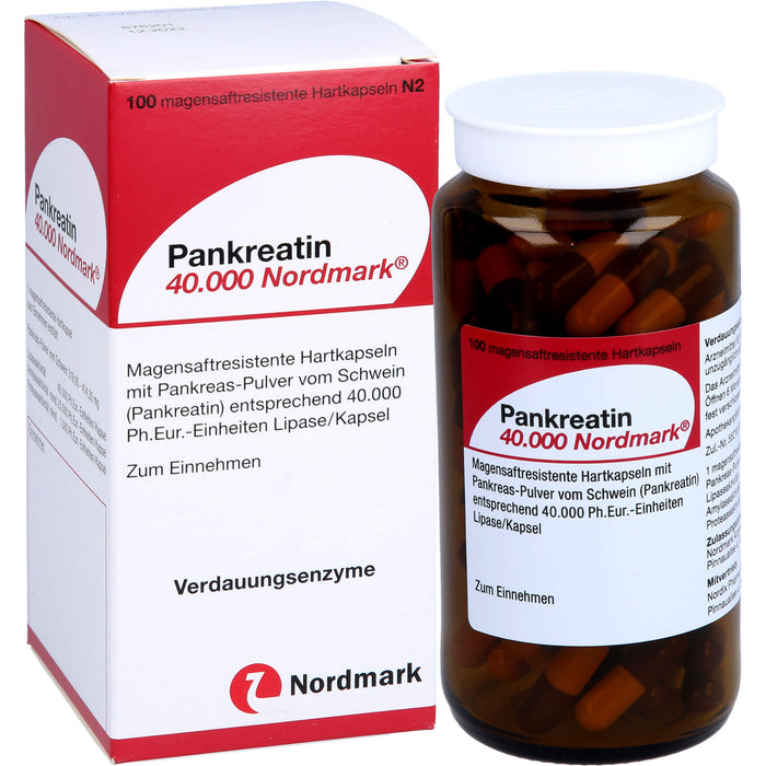 Pankreatin 40.000 Hartkapseln bei exokriner Pankreasinsuffizienz, 100 pc Capsules