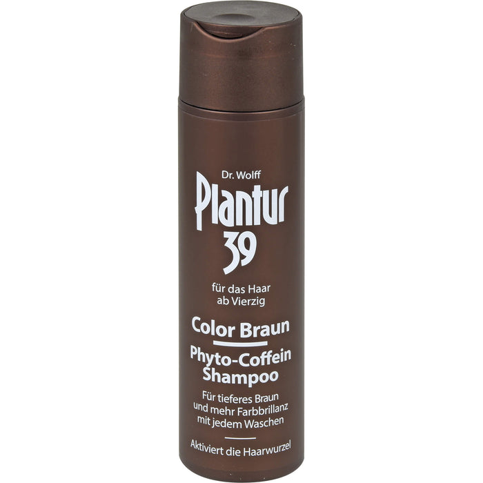 Plantur 39 Color Braun Phyto-Coffein-Shampoo für tieferes Braun und mehr Farbbrillanz mit jedem Waschen, 250 ml Shampoo