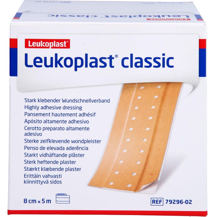 Leukoplast Classic 8 cm x 5 m stark klebender Wundschnellverband, 1 St. Pflaster