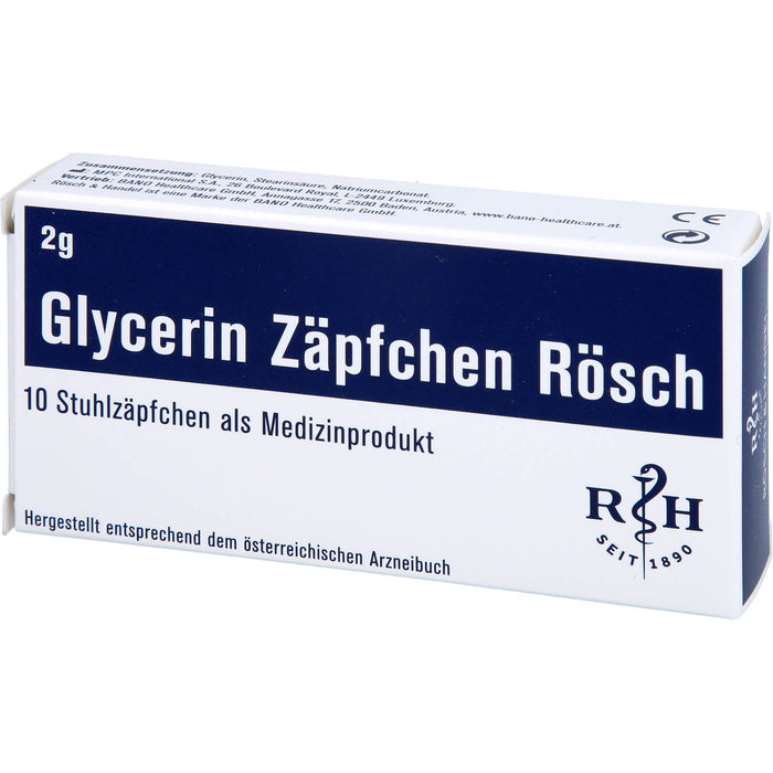 Glycerin Zäpfchen Rösch 1 g gegen Verstopfung, 10 pc Suppositoires