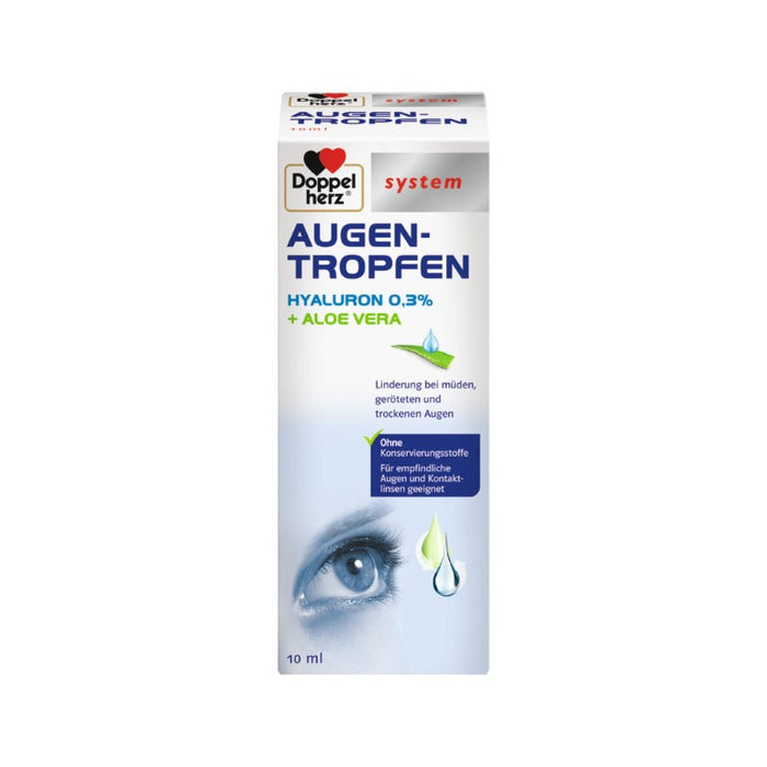 Doppelherz system Augentropfen Hyaluron 0,3 % + Aloe Vera, 10 ml Solution