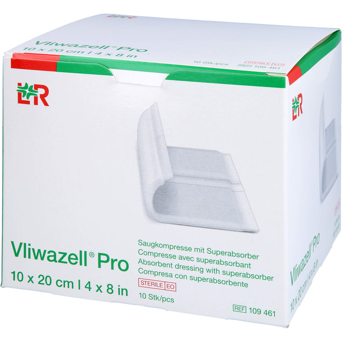 Vliwazell Pro superabsorb. steril 10x20 cm, 10 St KOM