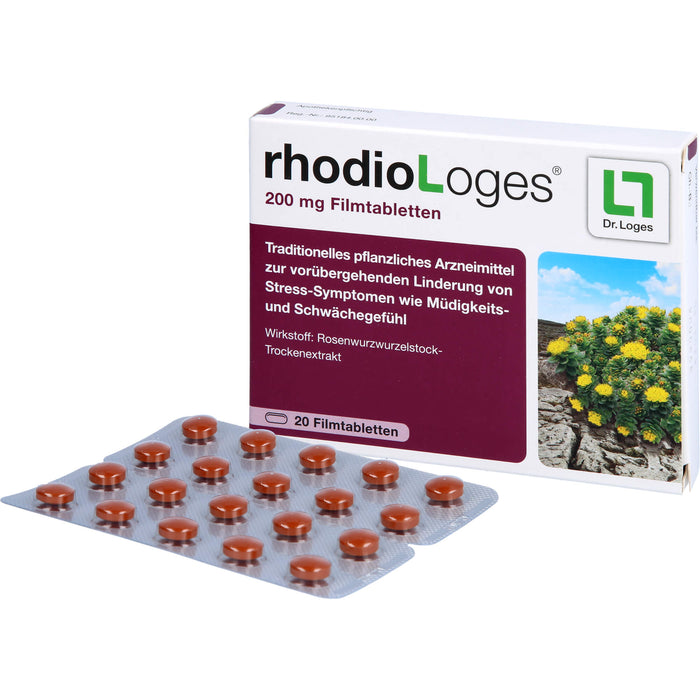 rhodioLoges 200 mg Filmtabletten zur vorübergehenden Linderung von Stress-Symptomen, 20 pcs. Tablets