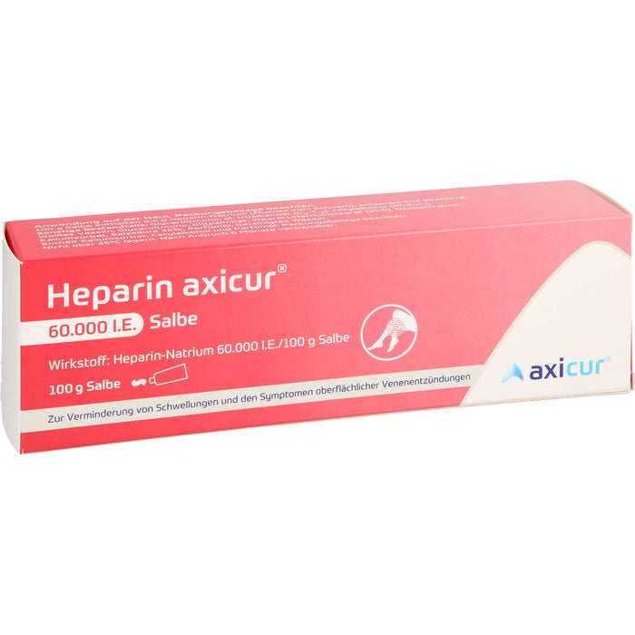 Heparin axicur 60.000 I.E. Salbe zur Verminderung von Schwellungen und den Symptomen oberflächlicher Venenentzündungen, 100 g Onguent