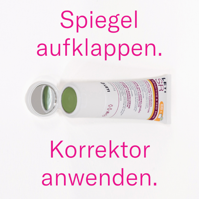 LETI SR Anti-Rötungen Gesichtscreme getönt + Korrektor - Getönte Tagespflege bei sensibler oder geröteter Gesichtshaut mit SPF 20, 40 ml Creme