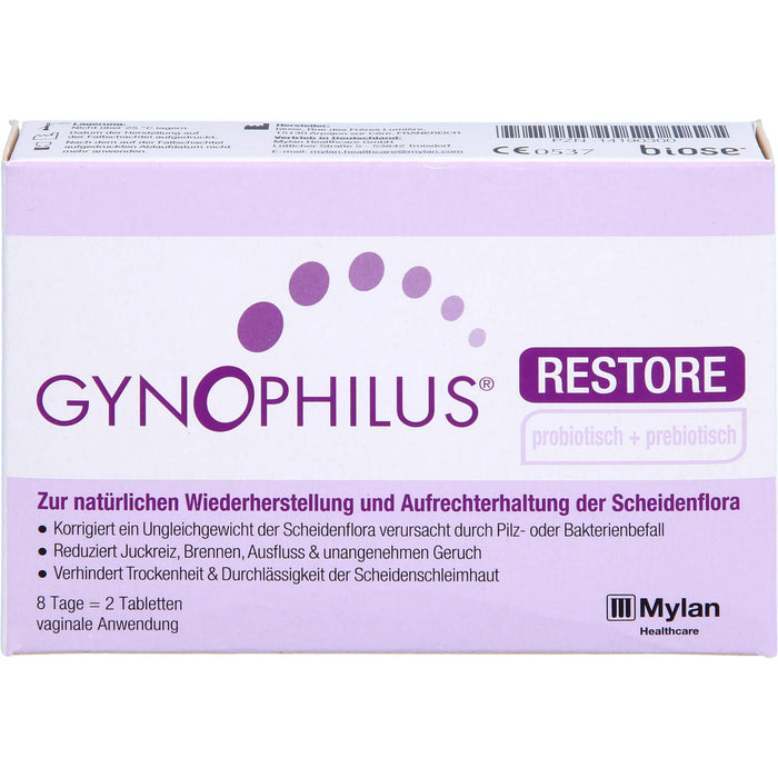 Gynophilus restore Tabletten zur akuten Wiederherstellung und Aufrechterhaltung der physiologischen Scheidenflora, 2 pcs. Tablets