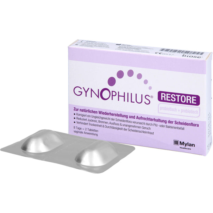 Gynophilus restore Tabletten zur akuten Wiederherstellung und Aufrechterhaltung der physiologischen Scheidenflora, 2 pcs. Tablets